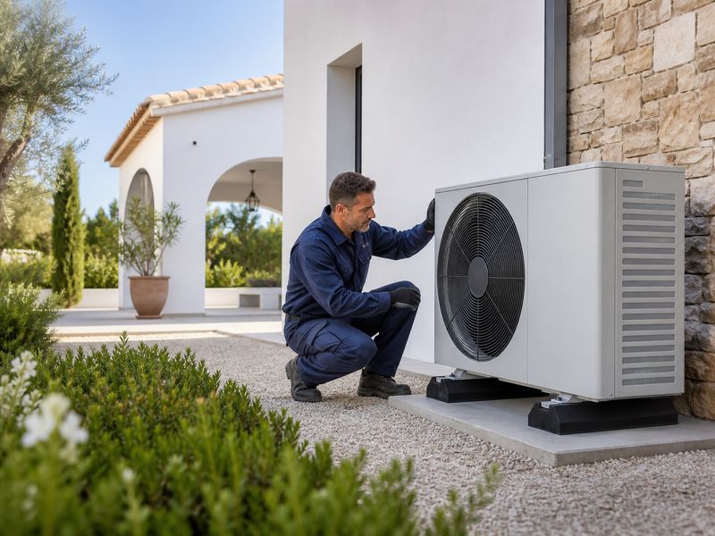 Instalación de equipo de aerotermia en vivienda