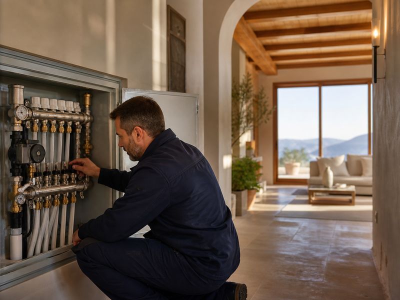Técnico revisando instalación de calefacción